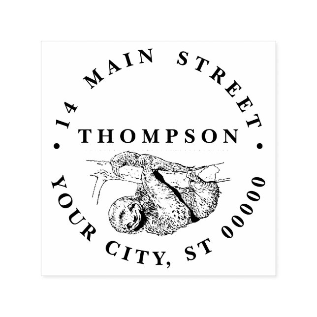 Sloth Teckning Lithograph #1 Självfärgande Stämpel (Design)