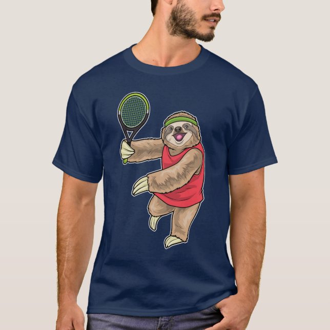 Sloth Tennis Tennis racket Sports T Shirt (Framsida)