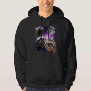 Sloth - Three Sloth Howling Måne Funny Parody Desi Hoodie