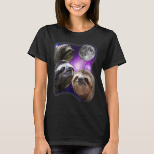 Sloth - Three Sloth Howling Måne Funny Parody Desi T Shirt