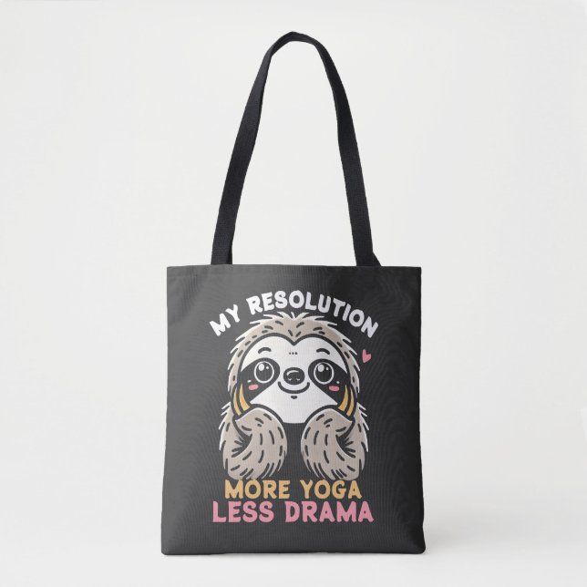 Sloth Tote Bag - more Yoga Less Drama Tygkasse (Framsida)