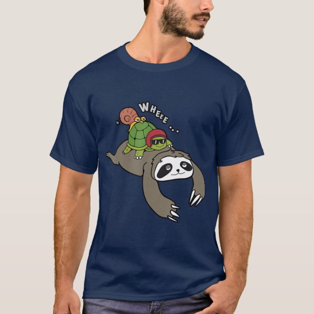 Sloth Turtle och Snigel t Piggyback tar det långsa T Shirt (Framsida)