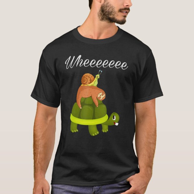 Sloth Turtle Snigel Piggyback Animal Lazy Sloth Te T Shirt (Framsida)