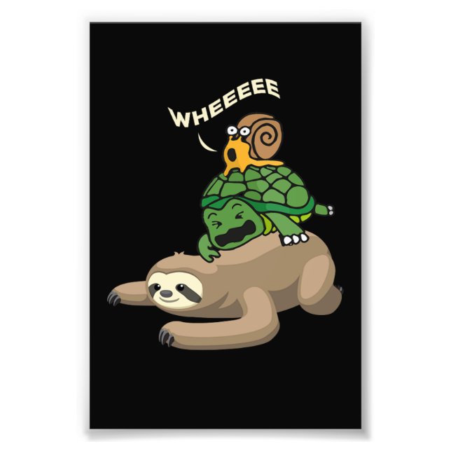Sloth Turtle Snigel Sloth Whee Funny Fototryck (Framsidan)