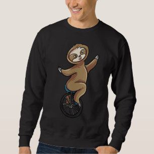 Sloth Unicycling Circus Unicyclist Lång Ärmad Tröja