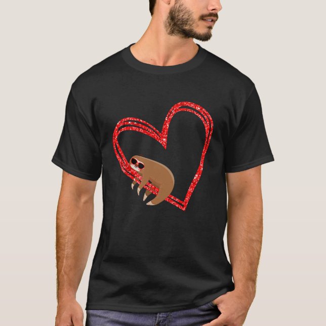 Sloth Valentine Day Heart Sloth Manar Women T Shirt (Framsida)