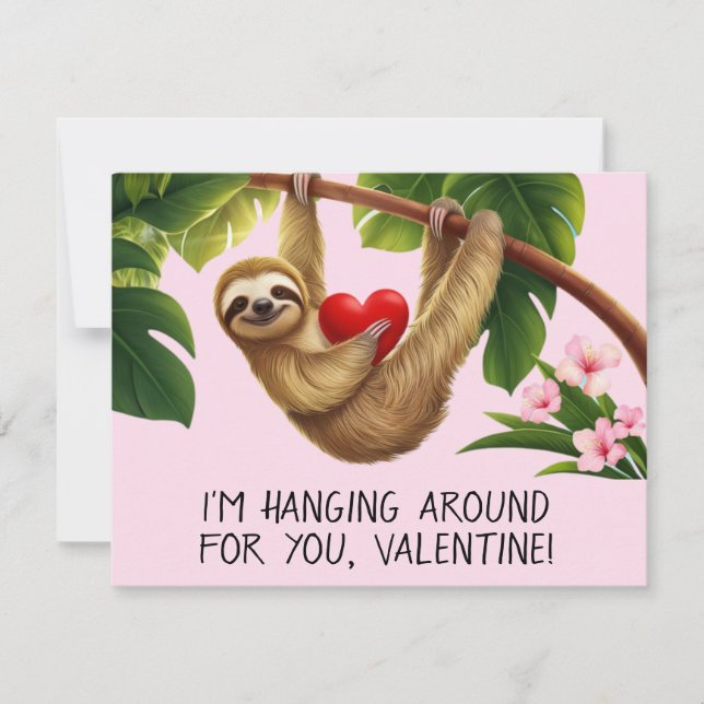 Sloth Valentine hänger runt för dig roligt Julkort (Framsida)