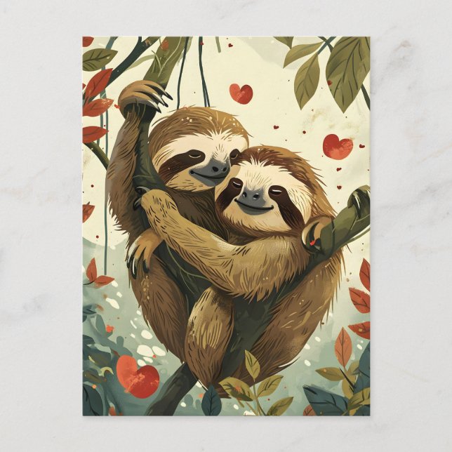 Sloth Valentines dag Vykort (Framsida)