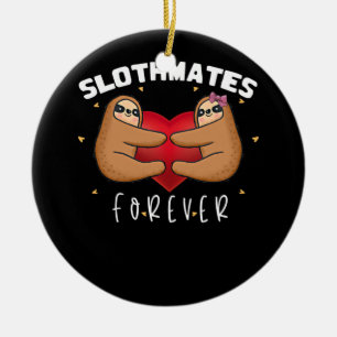 Sloth Valentines day Heart Girl Par Sloths Julgransprydnad Keramik