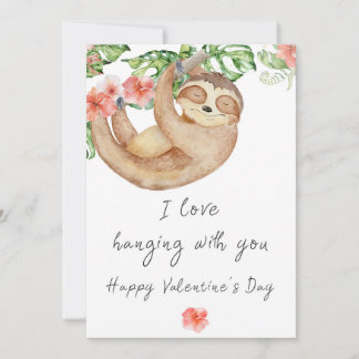 Sloth Valentin's Day Greeting Card Julkort