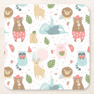 Sloth- & vänmönster underlägg papper kvadrat