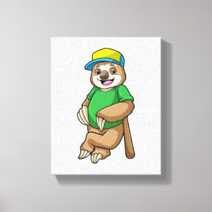 Sloth vid Baseball med Baseball fladdermus Canvastryck