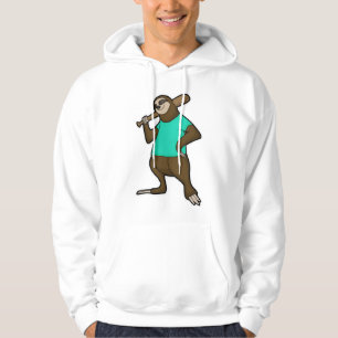 Sloth vid Baseball med Baseball fladdermus Hoodie