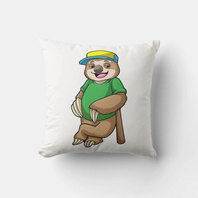 Sloth vid Baseball med Baseball fladdermus Kudde (Framsida)