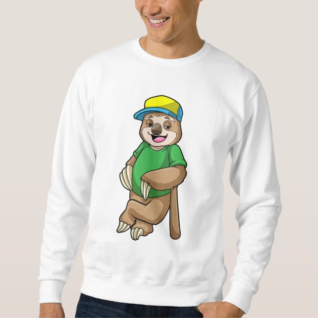 Sloth vid Baseball med Baseball fladdermus Lång Ärmad Tröja (Framsida)