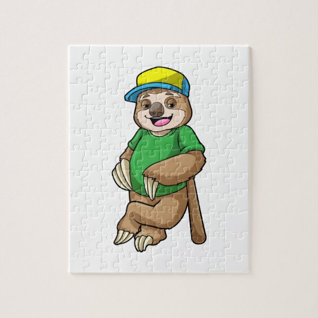 Sloth vid Baseball med Baseball fladdermus Pussel (Vertikal)