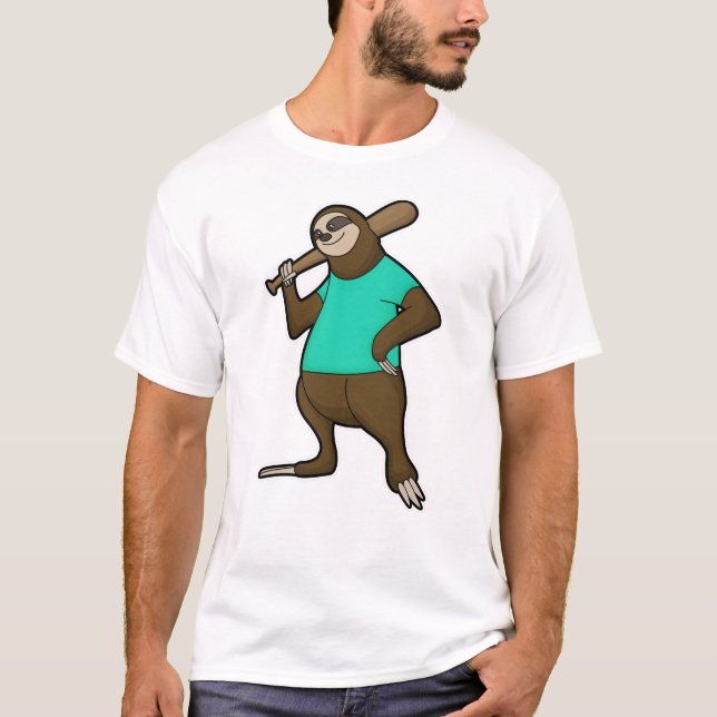 Sloth vid Baseball med Baseball fladdermus T Shirt (Framsida)