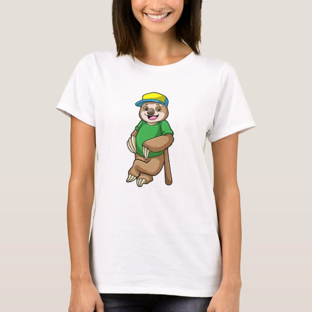 Sloth vid Baseball med Baseball fladdermus T Shirt (Framsida)