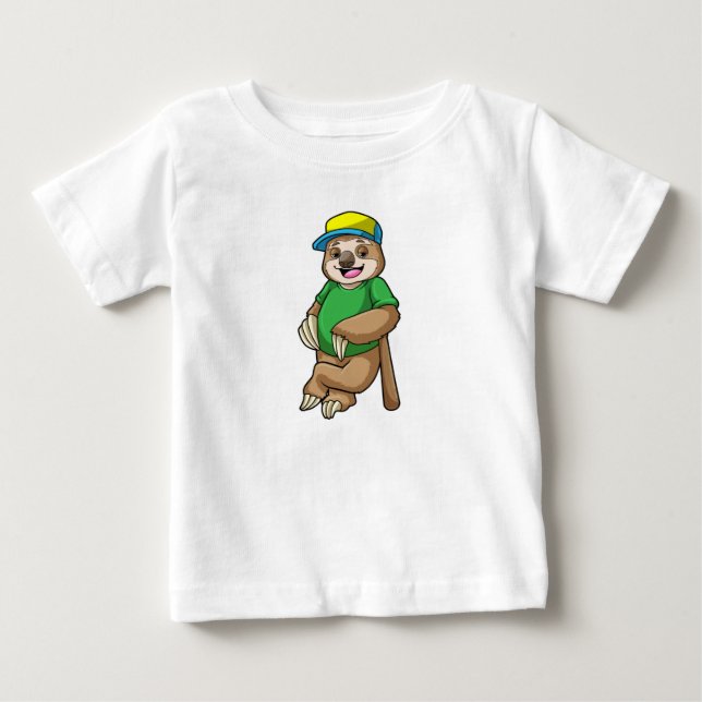 Sloth vid Baseball med Baseball fladdermus T Shirt (Framsida)