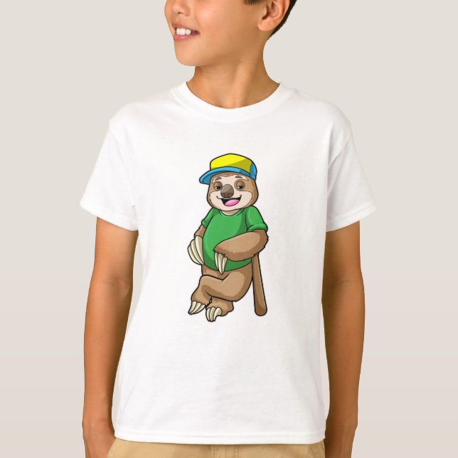 Sloth vid Baseball med Baseball fladdermus T Shirt (Framsida)