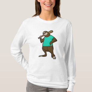 Sloth vid Baseball med Baseball fladdermus T Shirt