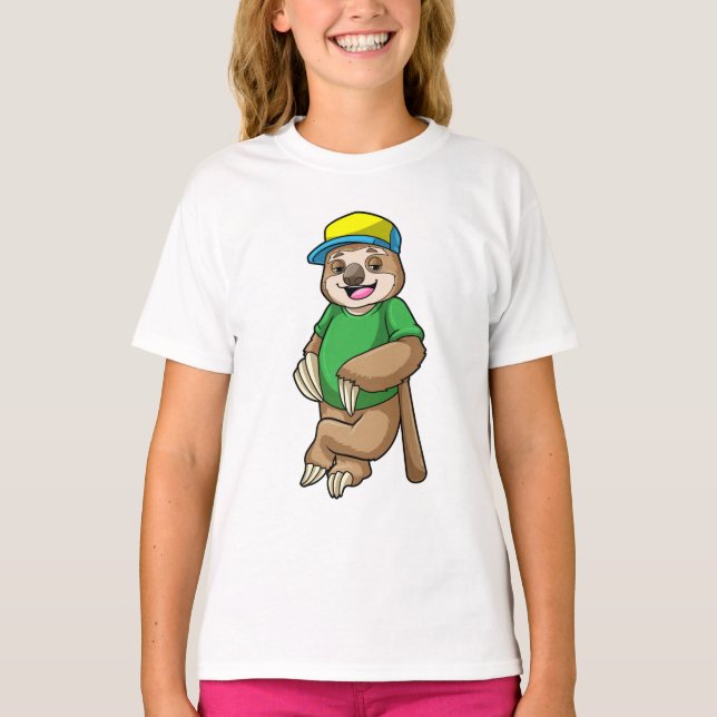 Sloth vid Baseball med Baseball fladdermus T Shirt (Framsida)