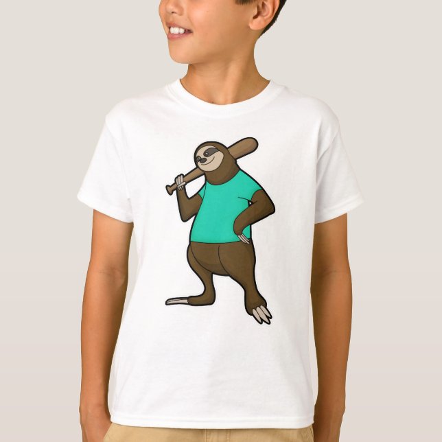 Sloth vid Baseball med Baseball fladdermus T Shirt (Framsida)