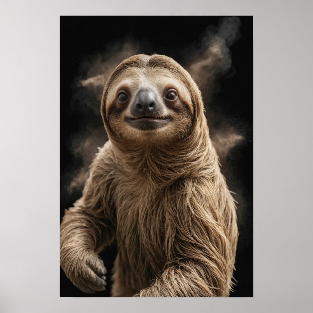Sloth Vild Animal Elegant Dramatic Mist Porträtt Poster (Framsidan)