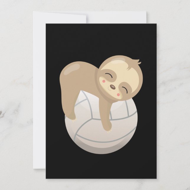 Sloth Volleyball Cute Animal Älskare Gift Long Sof Julkort (Framsida)