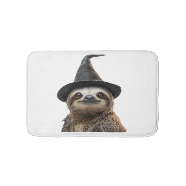 Sloth Wearing Halloween Witch Hat Classic T-Shirt Badrumsmatta (Framsidan)