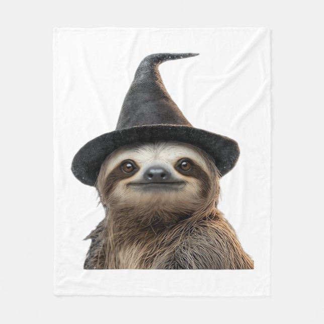 Sloth Wearing Halloween Witch Hat Classic T-Shirt Fleecefilt (Framsidan)