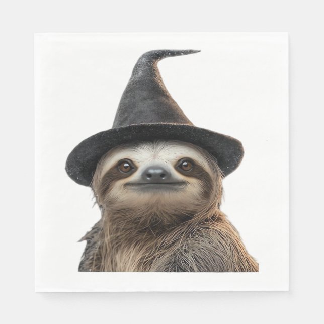 Sloth Wearing Halloween Witch Hat Classic T-Shirt Pappersservett (Framsidan)