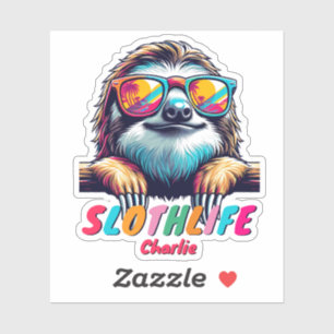 Sloth Wearing Sunglass Colorful Animal Lover Gift Klistermärken