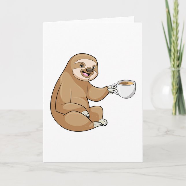 Sloth with Cup of Coffee Kort (Framsida)