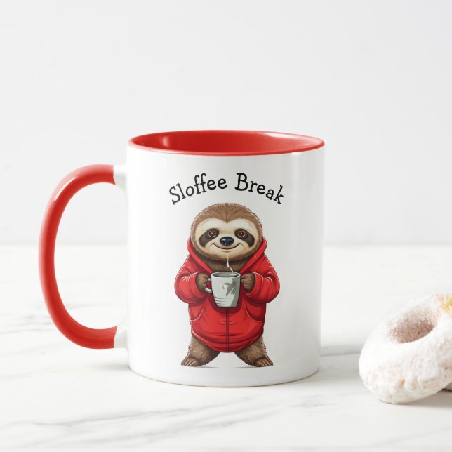 Sloth with Sloffee Break Funny Coffee Mugg (Med munk)