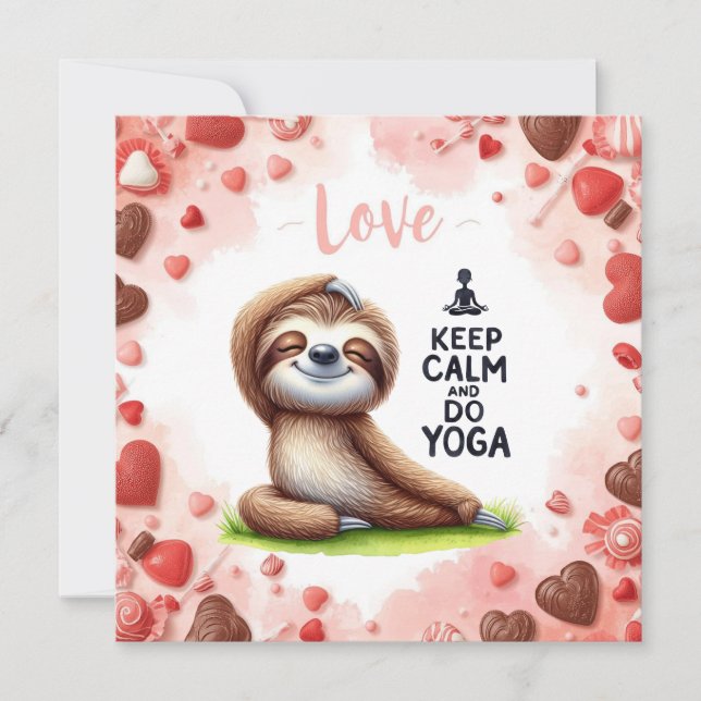Sloth with text LOVE for Valentine's Day Kort (Framsida)