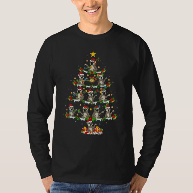 Sloth  Xmas Lights Sloth Christmas Tree T Shirt (Framsida)
