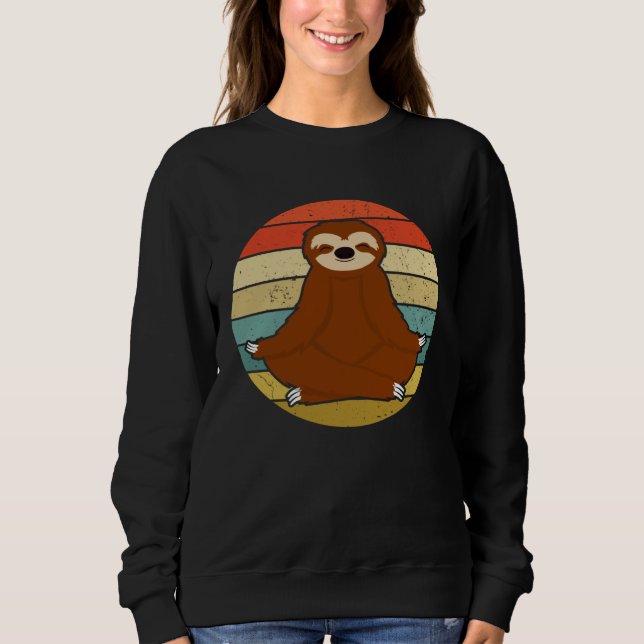 Sloth Yoga Doing Nothing Lazy Retro T Shirt (Framsida)