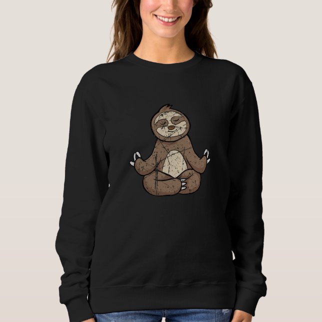 Sloth Yoga Lazy Animal Distressed Boys Girls T Shirt (Framsida)