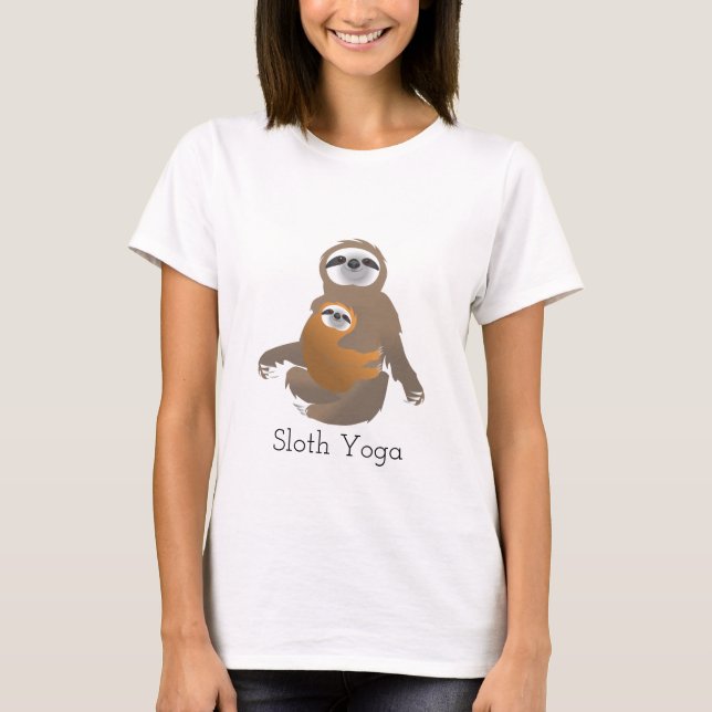 Sloth Yoga med Mamma och Baby T Shirt (Framsida)
