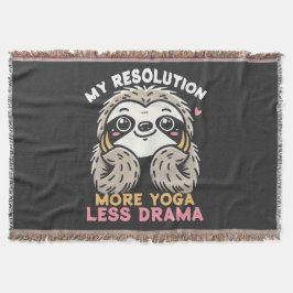 Sloth Yoga Throw Blanket - more Yoga Less Drama Filt