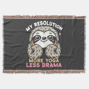 Sloth Yoga Throw Blanket - more Yoga Less Drama Filt