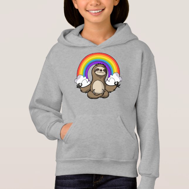 Sloth Zen Yoga Meditation Rainbow Animal T Shirt (Framsida)