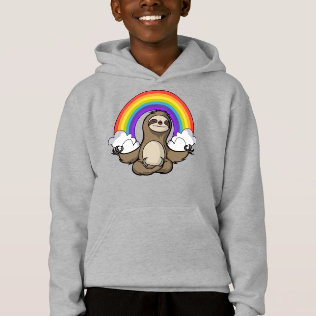 Sloth Zen Yoga Meditation Rainbow Animal T Shirt (Framsida)
