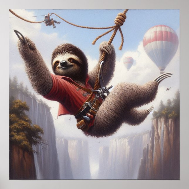 Sloth Ziplining Poster (Framsidan)