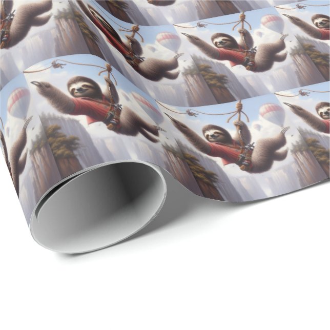 Sloth Ziplining Presentpapper (Rullad Hörn)