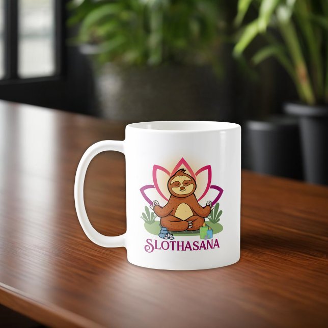 "Slothasana" Sloth som gjorde yoga meditation Kaffemugg (Skapare uppladdad)