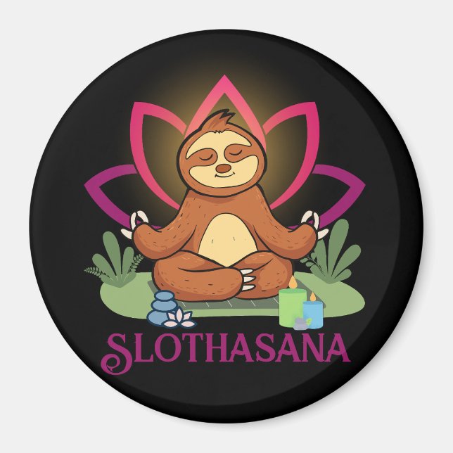 "Slothasana" Sloth som gjorde yoga meditation Magnet (Framsidan)