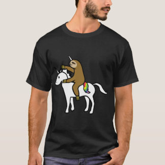 Slothicorn Ridande Enhörning vänner familj T Shirt