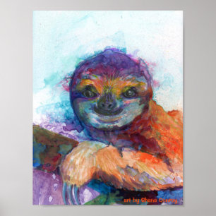 Slothleende - vattenfärg poster